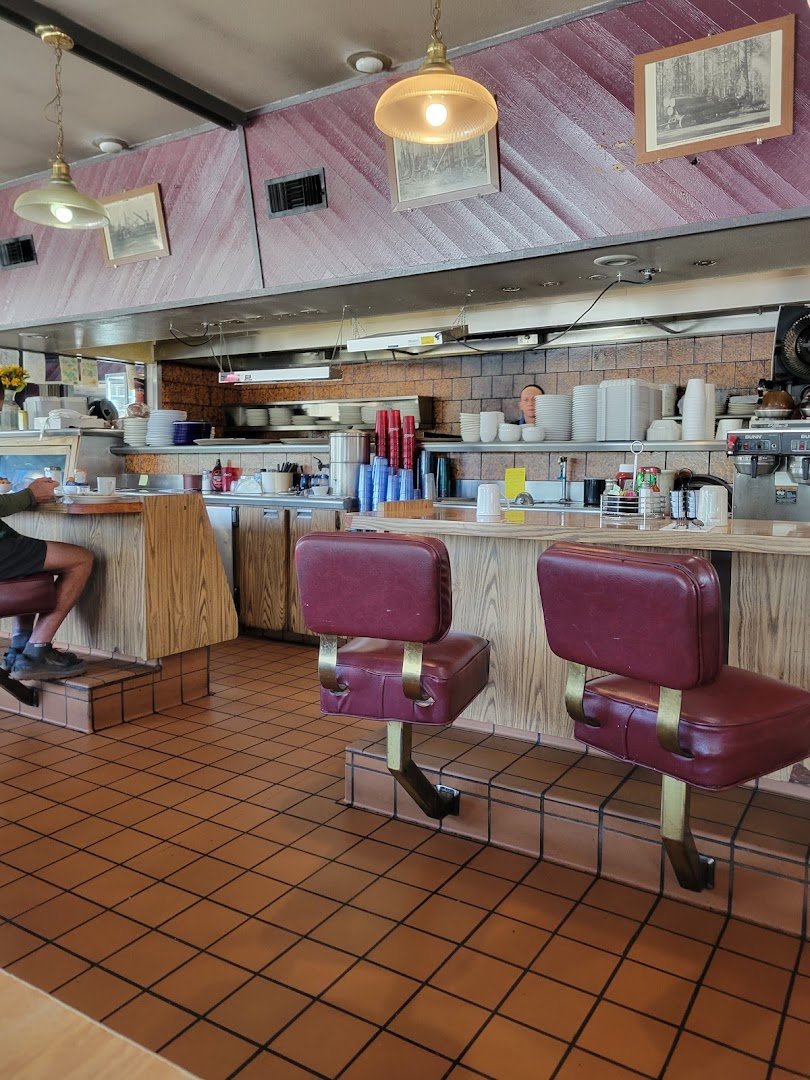 Classic diner booths and counter seating