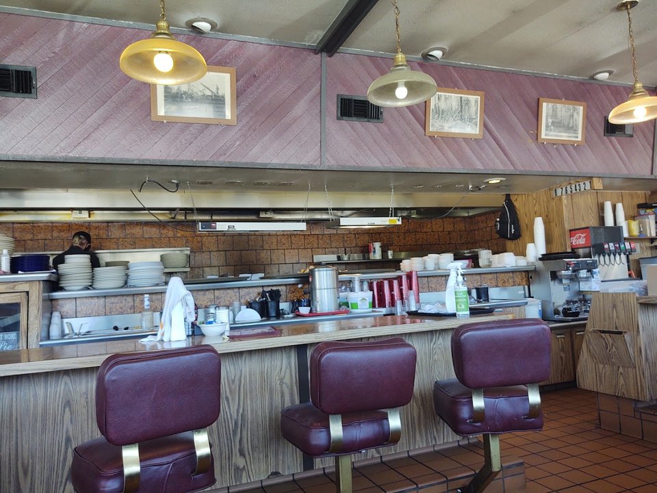 Breakfast plates on a diner table